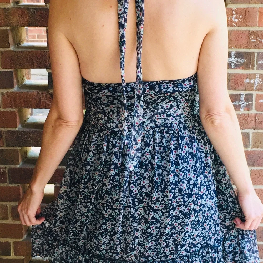 MM Couture by Miss Me silk floral printed halter dress size large - Picture 3 of 9